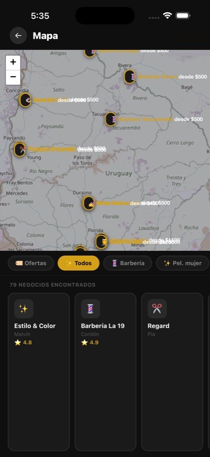 El mapa de HoraYa con negocios de todo Uruguay